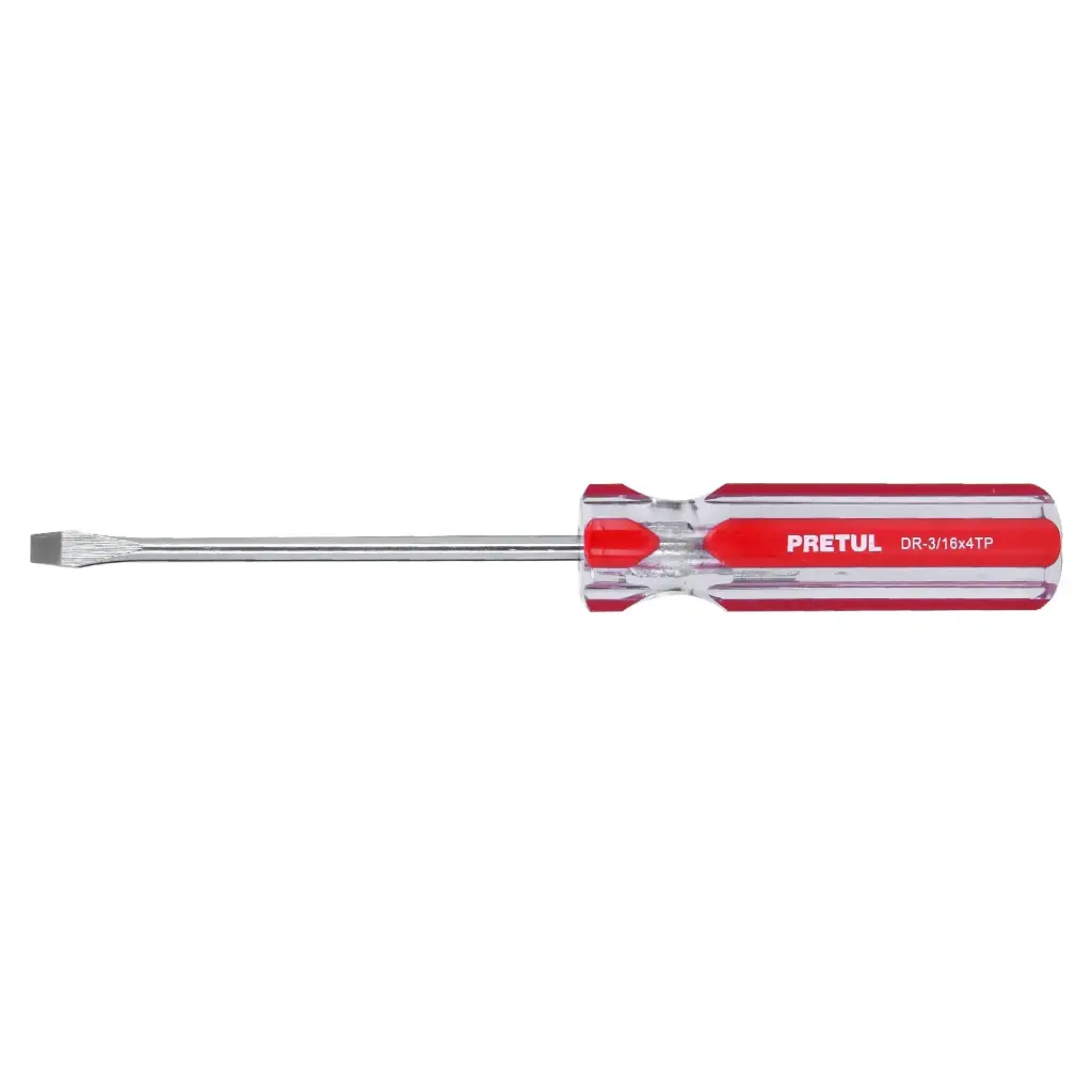 Desarmador plano 3/16 x 4" mango de PVC, Pretul