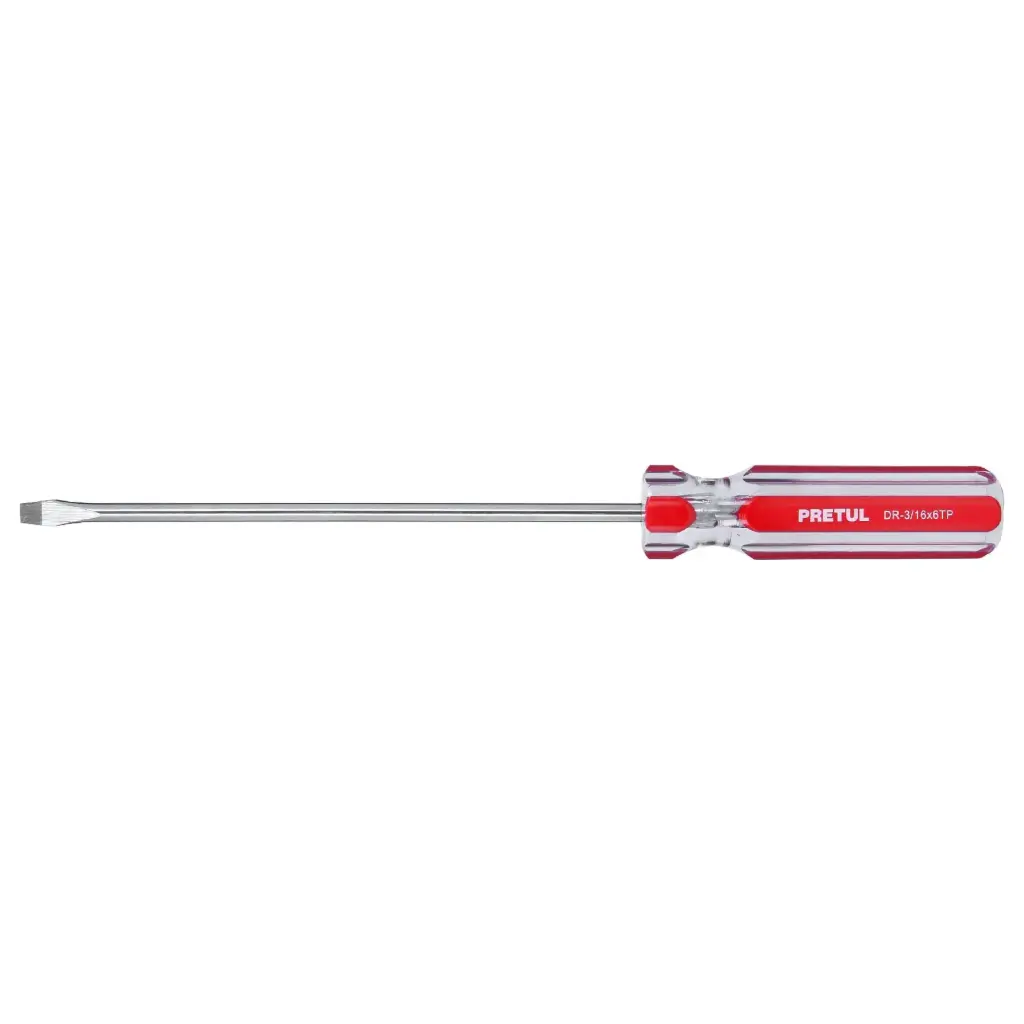 Desarmador plano 3/16 x 6" mango de PVC, Pretul