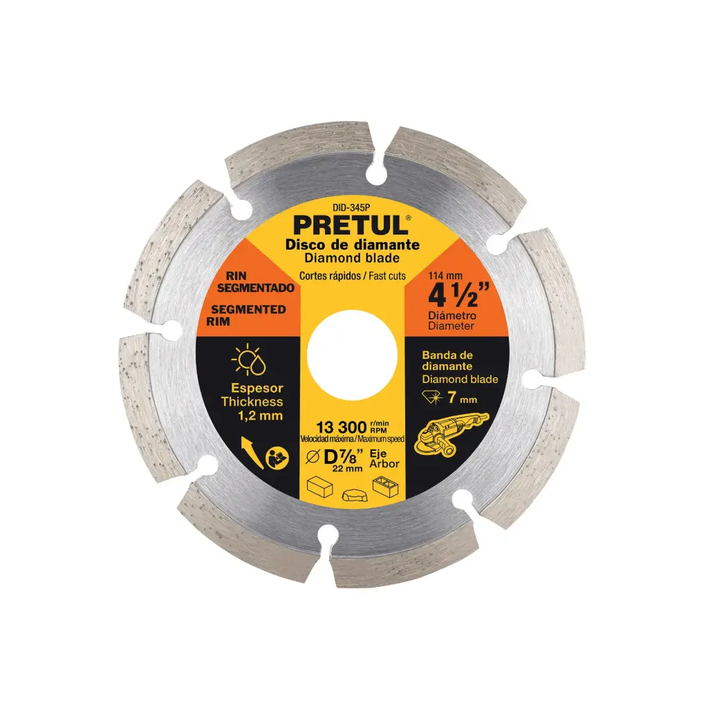 Disco de diamante, rin segmentado, 4-1/2", Pretul