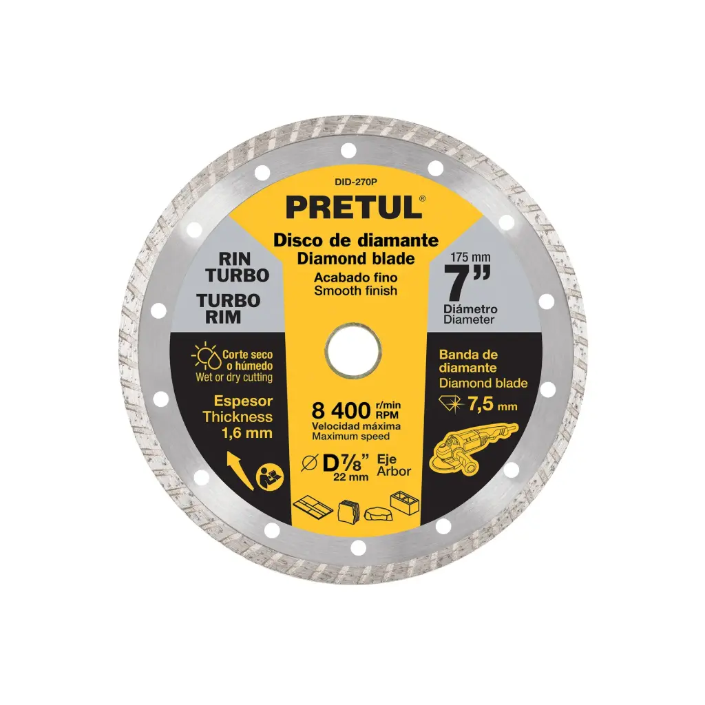 Disco de diamante, rin turbo, 7", Pretul