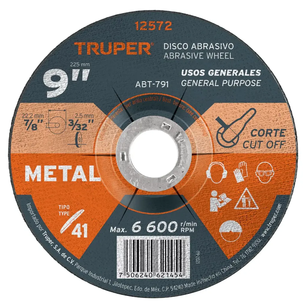 Disco para corte de metal, alto rendimiento 9, diametro 2.3 mm, Truper