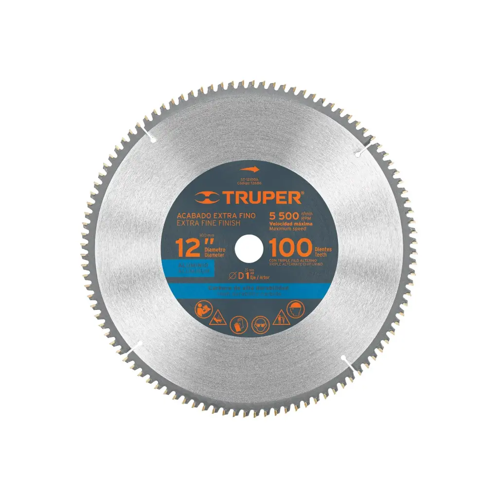 [12686] Sierra circular 12" para aluminio, 100 dientes centro 1"