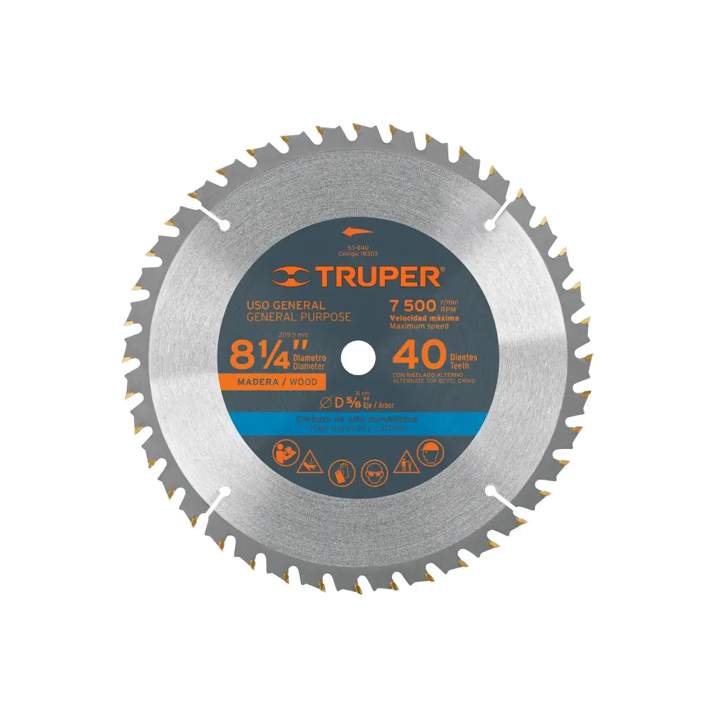 [18303] Sierra circular 8-1/4" para madera, 40 dientes centro 5/8"