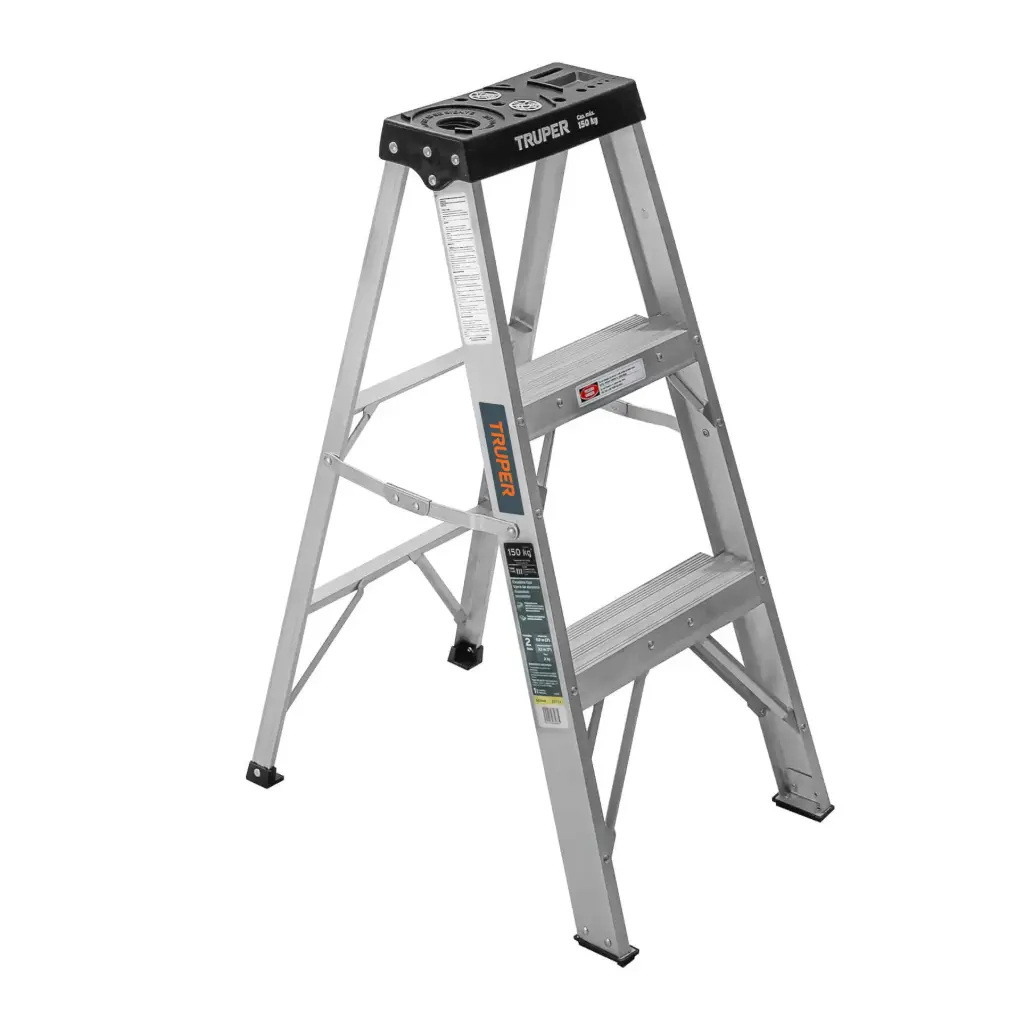 Escalera tipo tijera, 91 kg, sin bandeja, 2 peldaños, Truper
