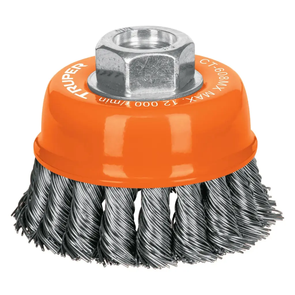 Escobilla tipo copa alambre trenzado grueso, calibre 0.5 mm, 3", Truper