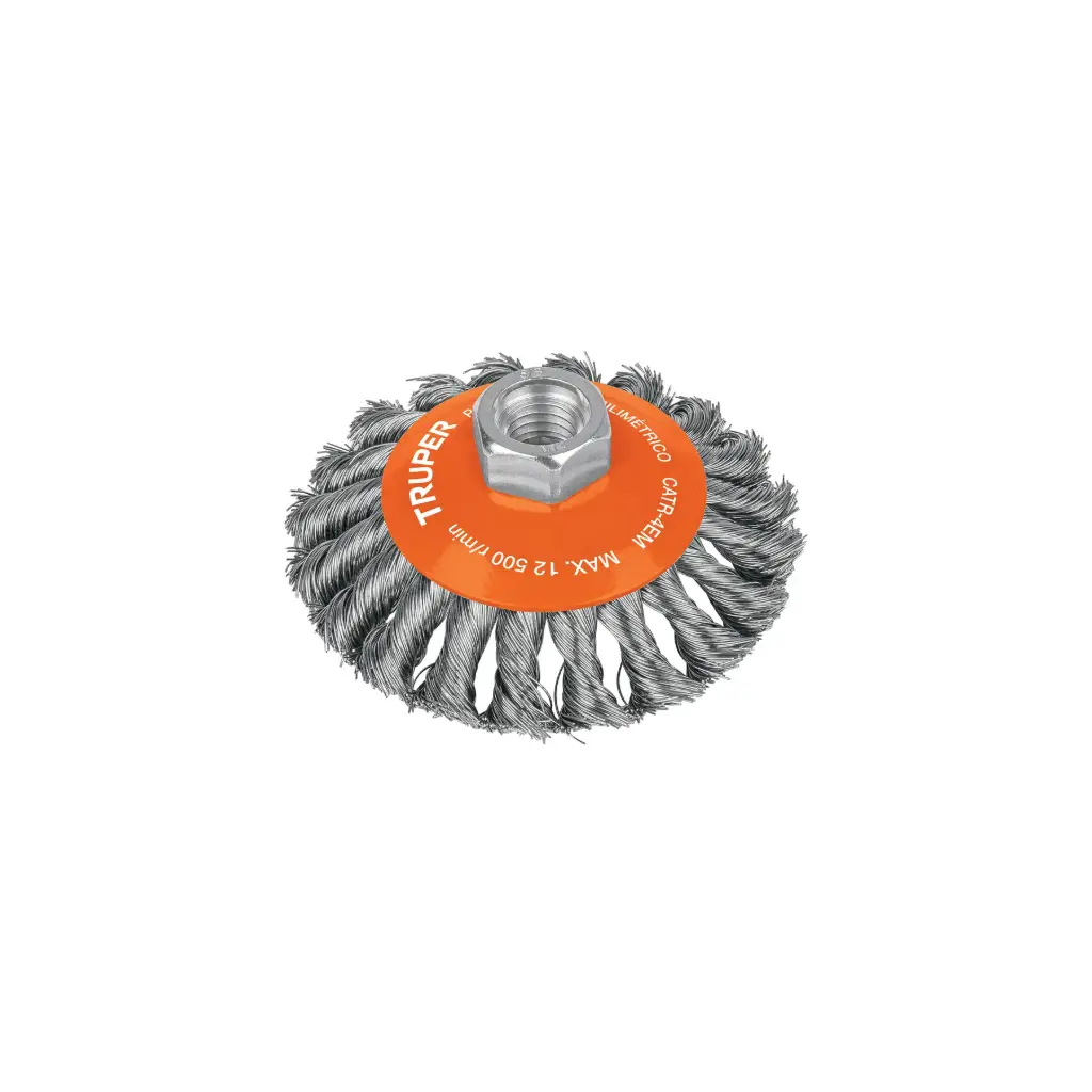 Escobilla tipo plato de alambre trenzado, calibre 0.35 mm, 4" M14, Truper