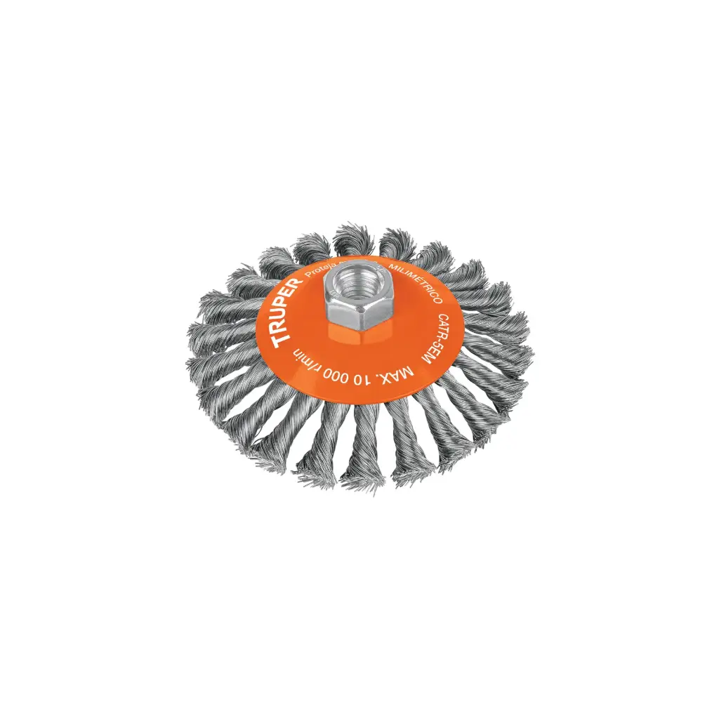 Escobilla tipo plato de alambre trenzado, calibre 0.35 mm, 5" M14, Truper