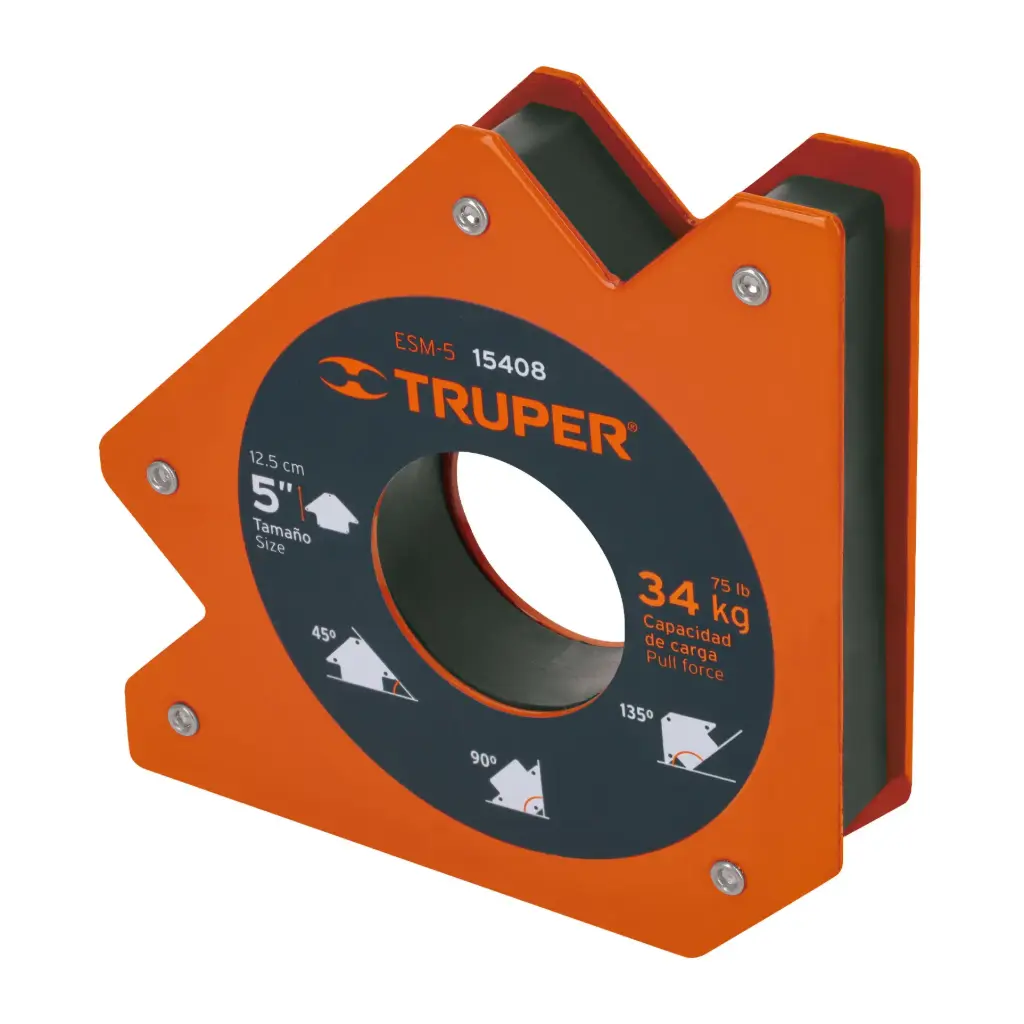 [15408] Escuadra magnética 5" para soldar, capacidad 34 kg, Truper