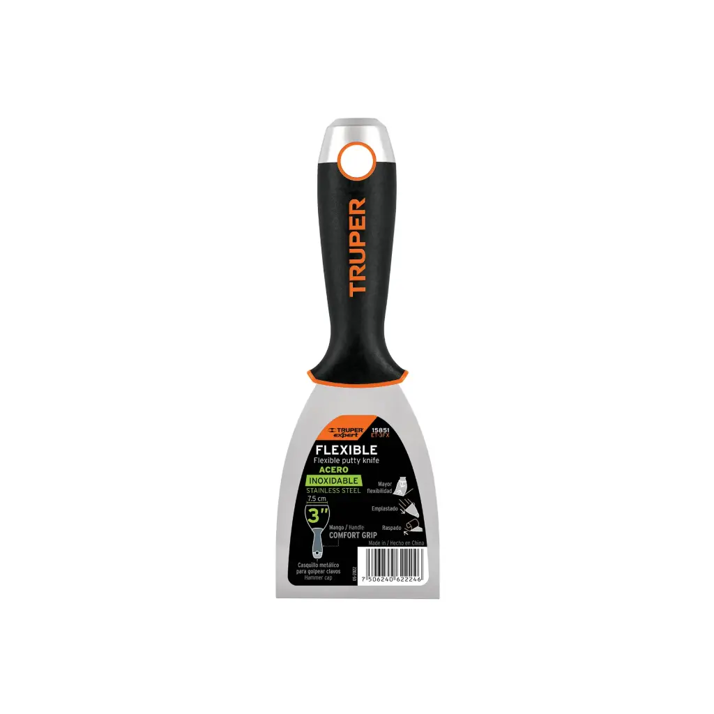 Espatulas flexibles, acero inoxidable, ancho 3", Truper