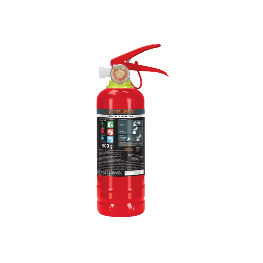 [101172] Extintor portátil recargable 0.5 kg, polvo tipo ABC, Truper