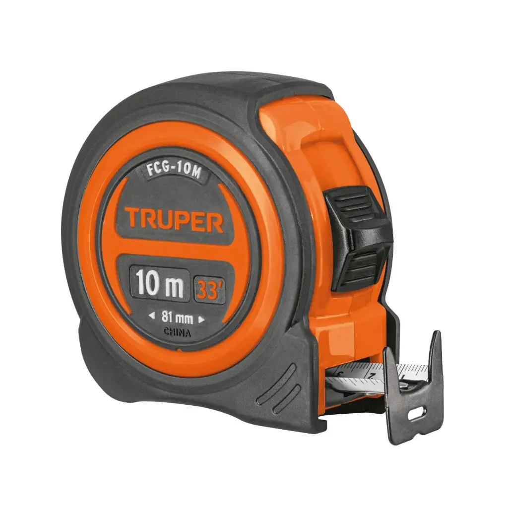 [102332] FCG-10M Flexómetro compacto 10 m con grip, cinta 25 mm, Truper