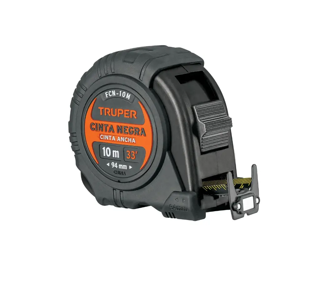 Flexómetro contra impactos 10 m, Cinta Negra 32 mm, Truper