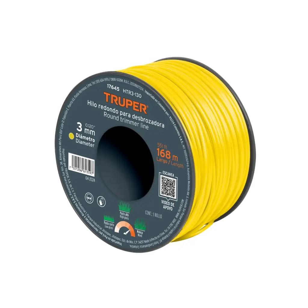 Hilos para desmalezadora, en carrete , diametro 3.3  mm, Truper