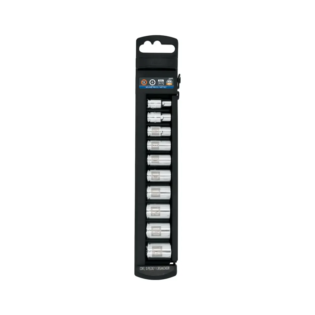 [14166] Juego de 10 dados hexagonales encastre 1/4" mm, Truper