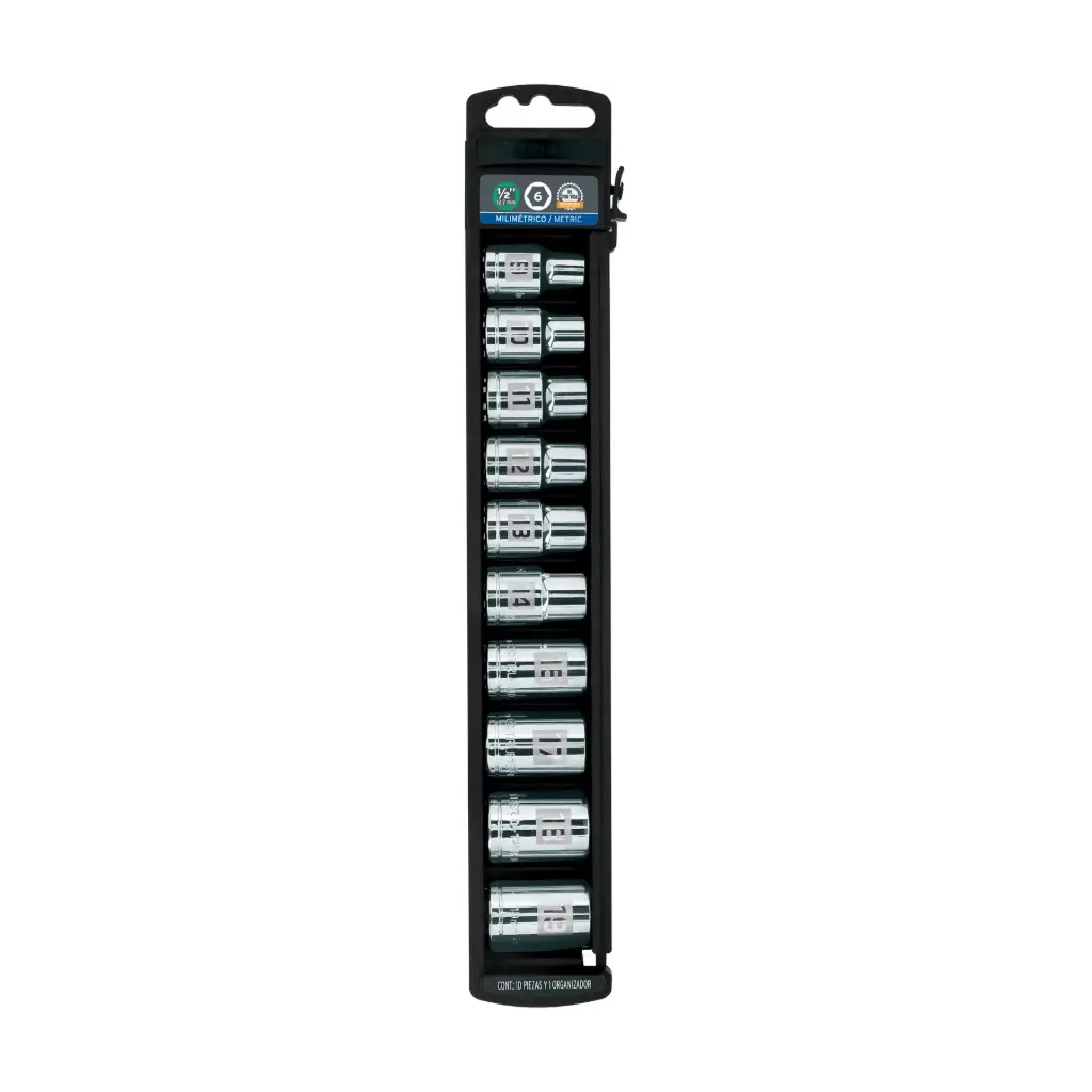 [14177] Juego de 10 dados hexagonales encastre 1/2" mm, Truper