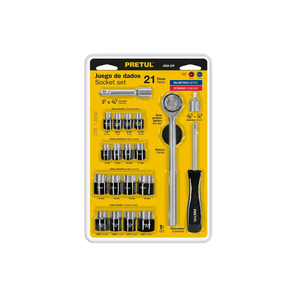 Juego de 25 piezas E 1/4" - 3/8", Pretul