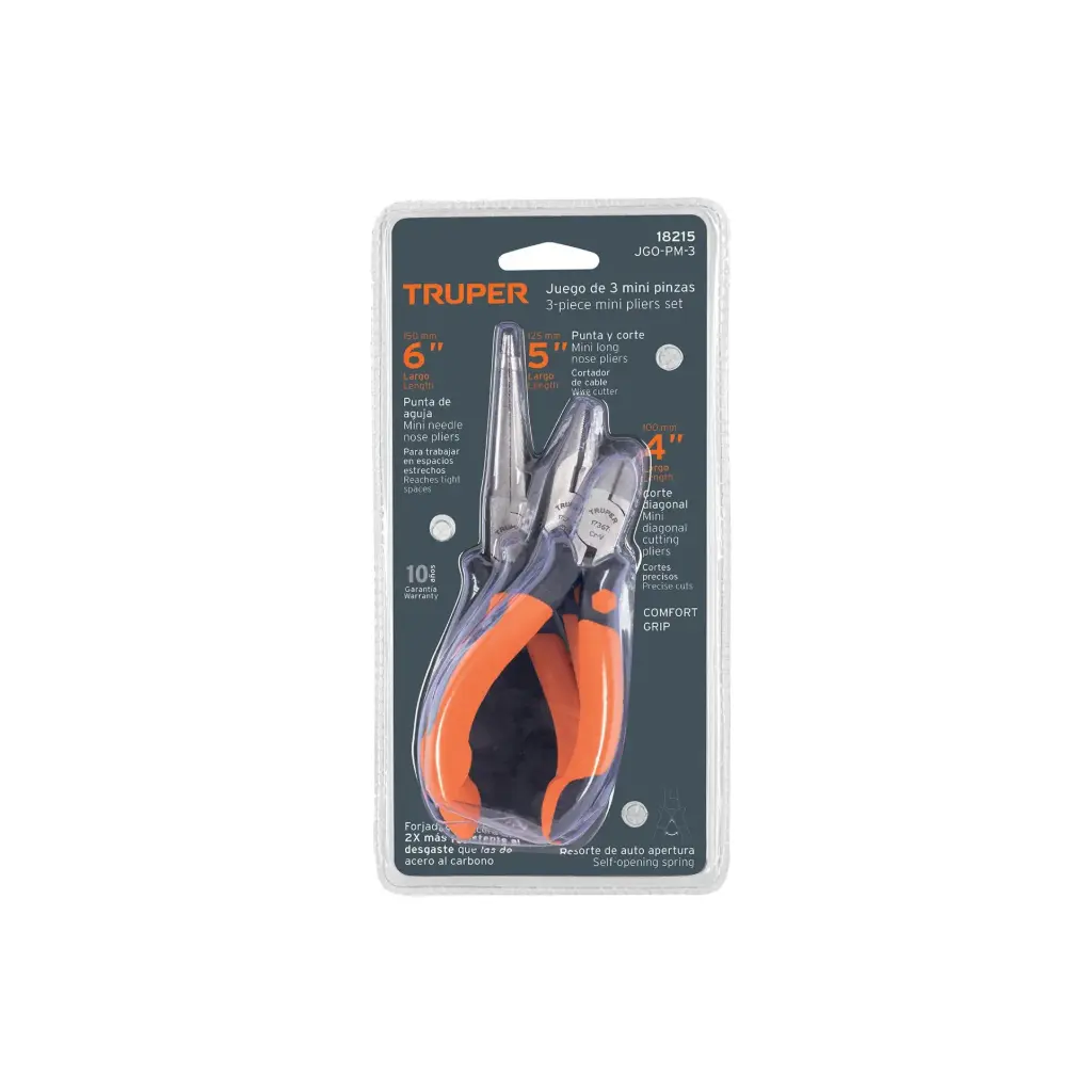 [18215] Juego de 3 mini alicates mango Comfort Grip, Truper