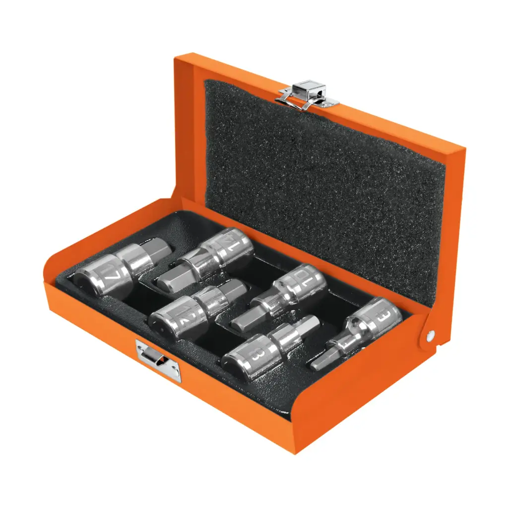 [13926] Juego de 6 dados punta hex encastre 1/2" mm, estuche metálico