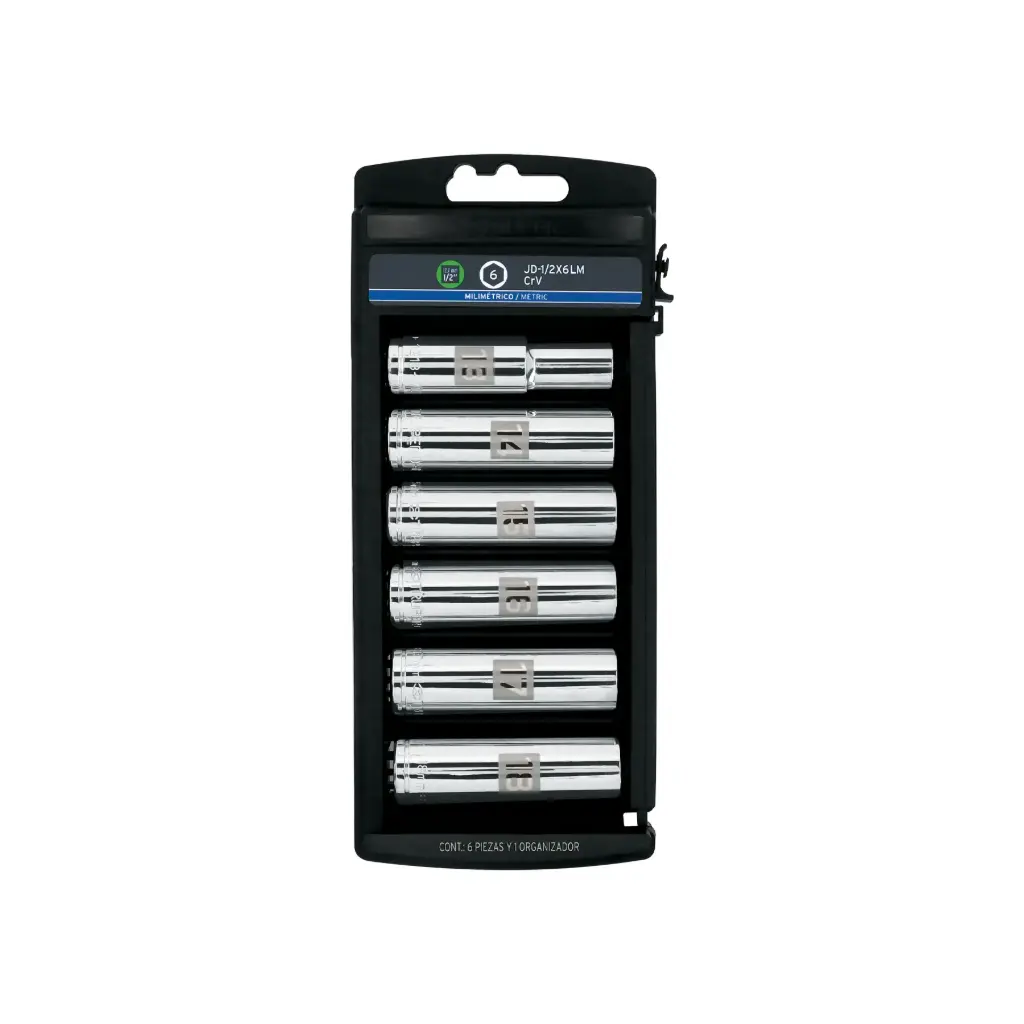 [14175] Juego de 6 dados tubulares hexagonales encastre 1/2" mm, Truper