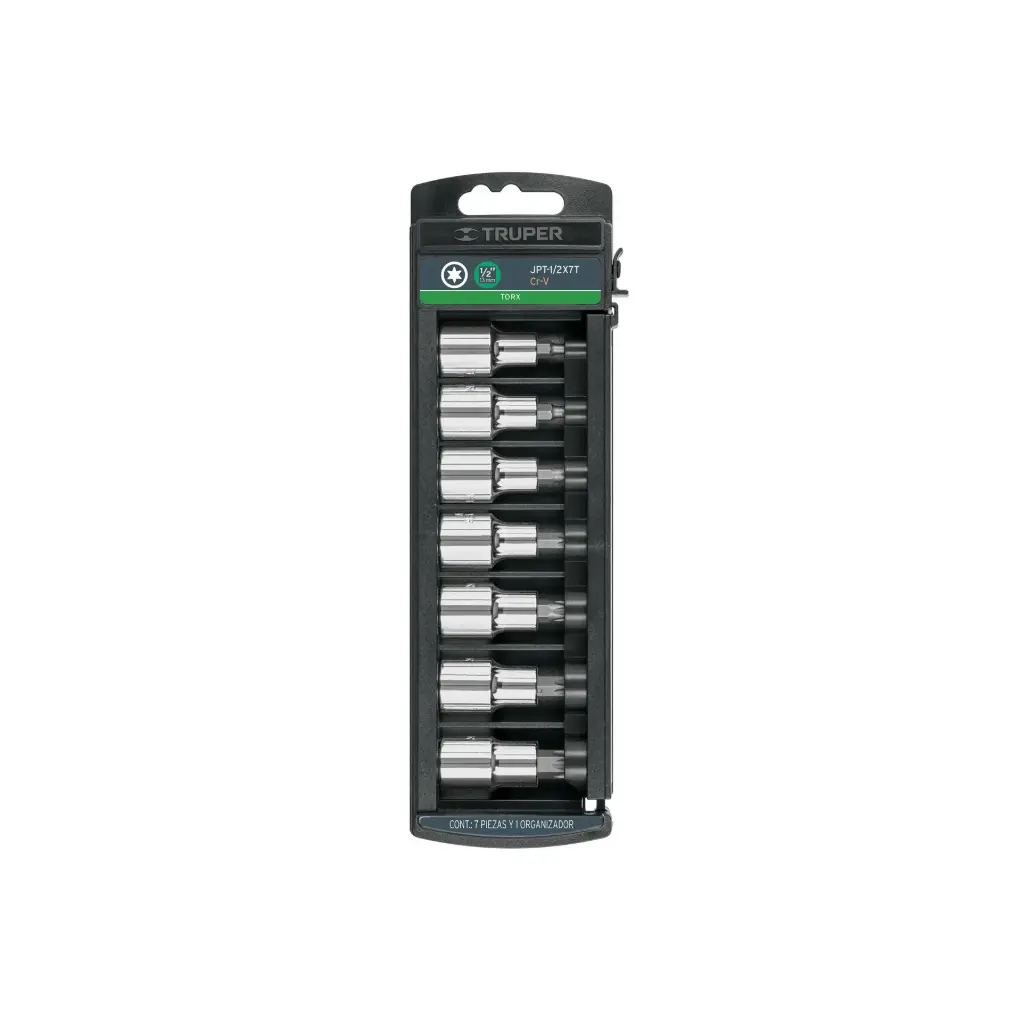 [102237] JPT-1/2X7T Juego de 7 dados cuadro 1/2" punta torx, Truper