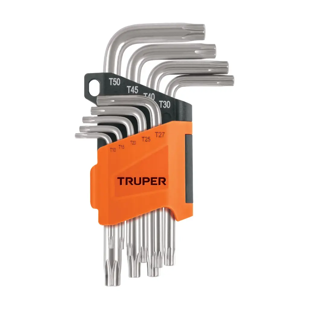 [15554] Juego de 9 llaves torx con organizador abatible, Truper
