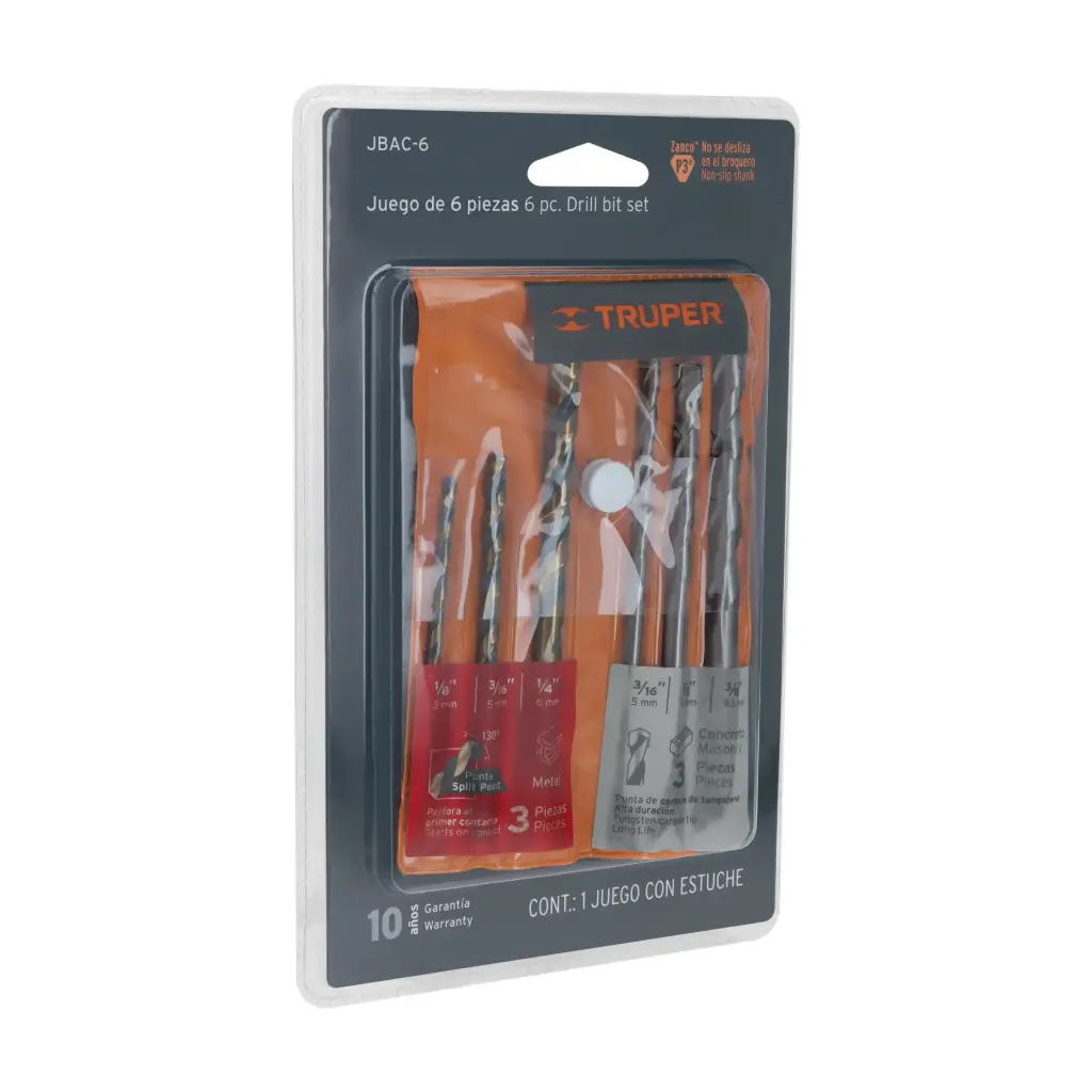 Juego de brocas para metal y concreto, 6 piezas, Truper