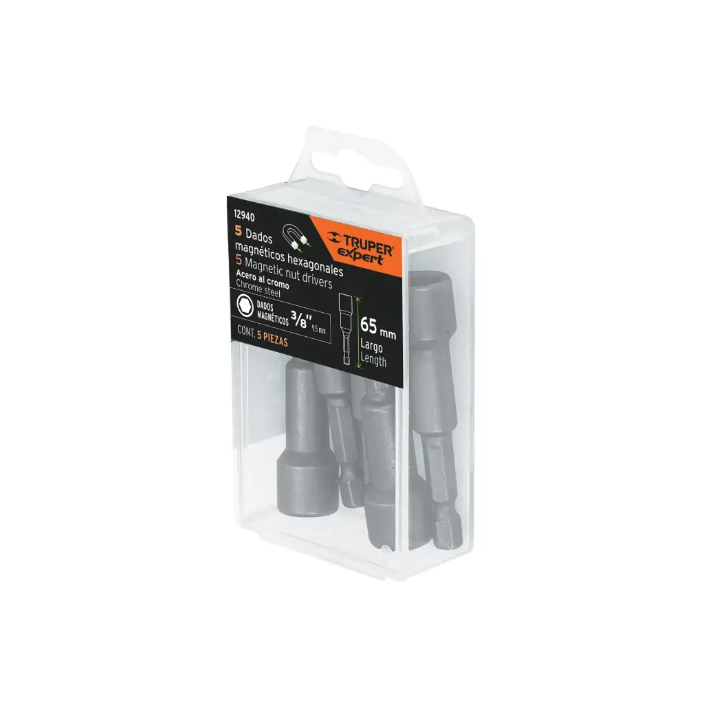 Estuche con 5 dados magnéticos de 3/8" largo 2", Expert