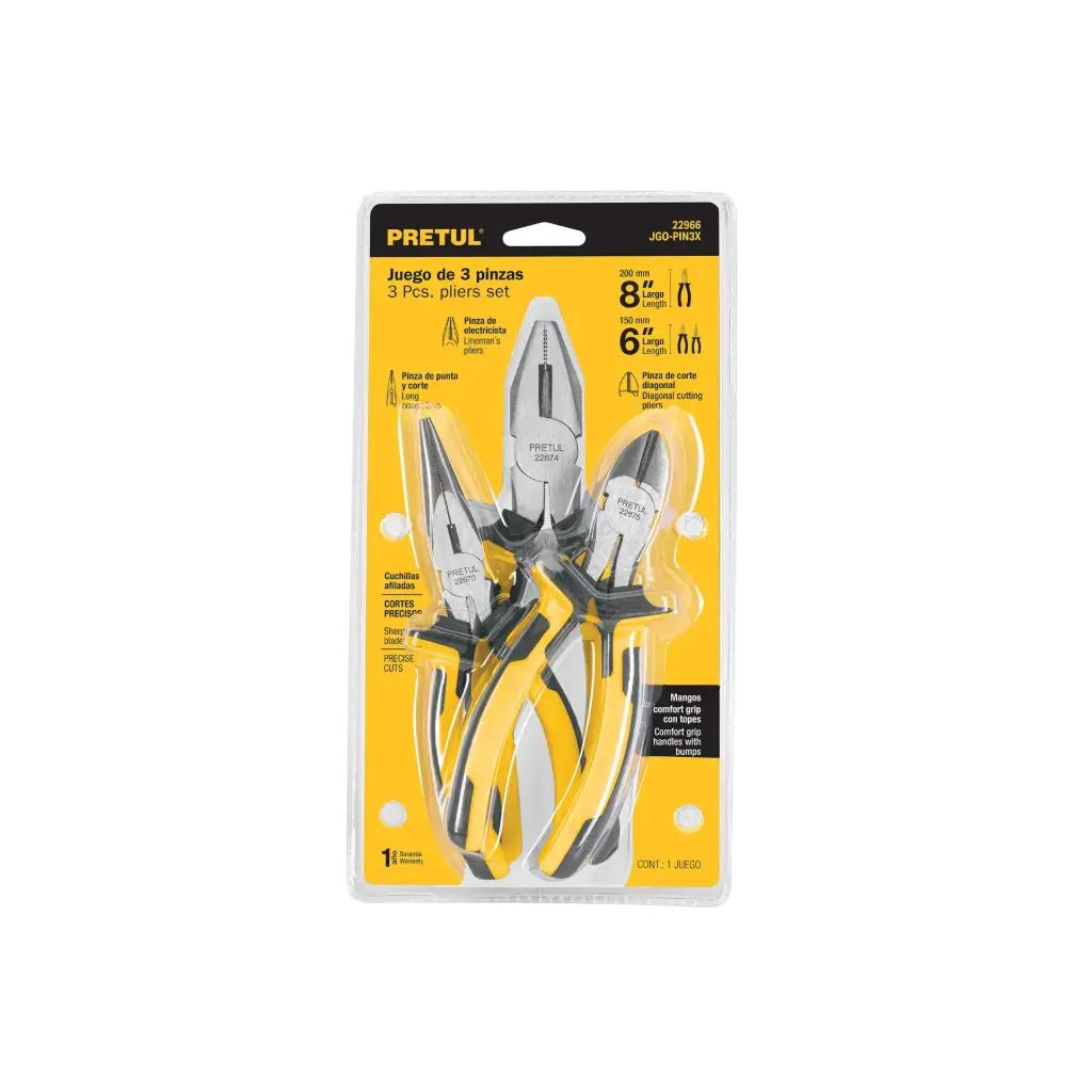 Juego de 3 alicates mango Comfort Grip, Pretul