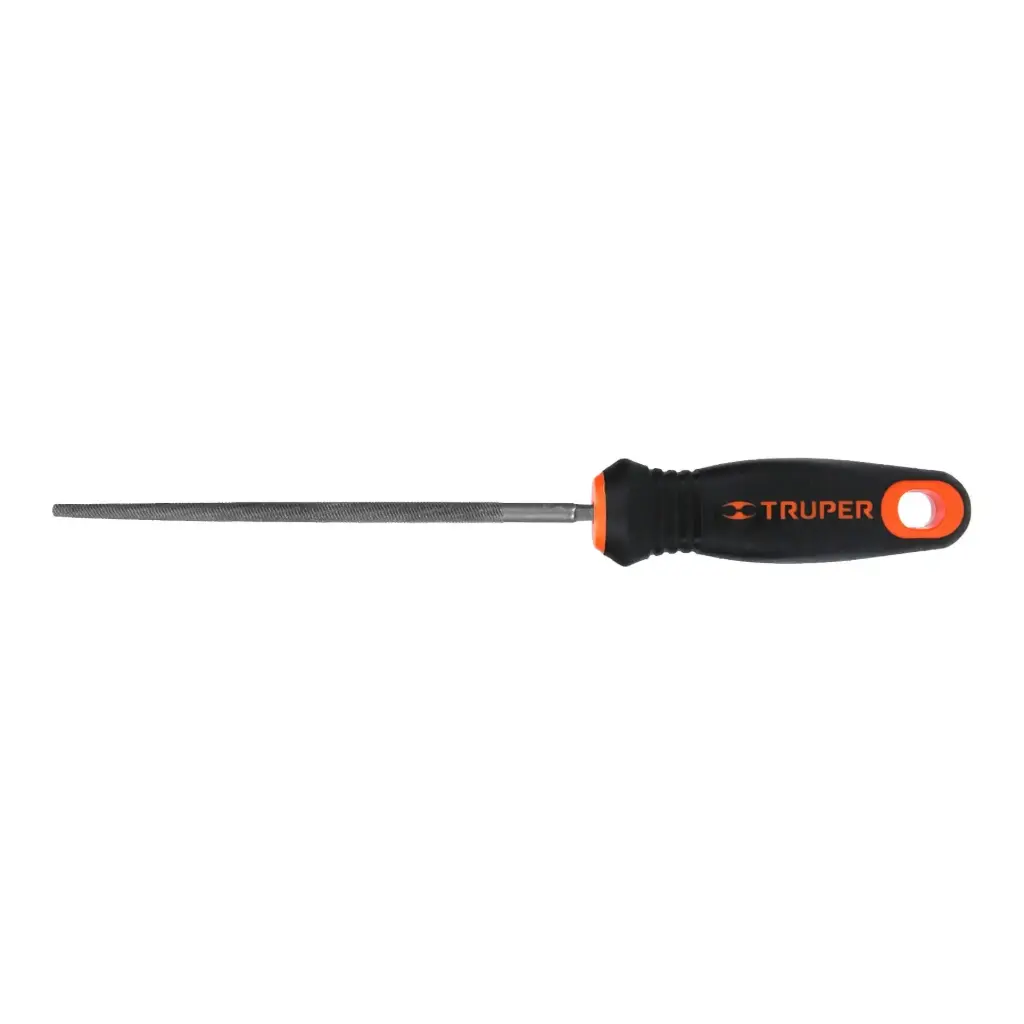 Lima con mango comfort grip, redona bastarda 6", Truper