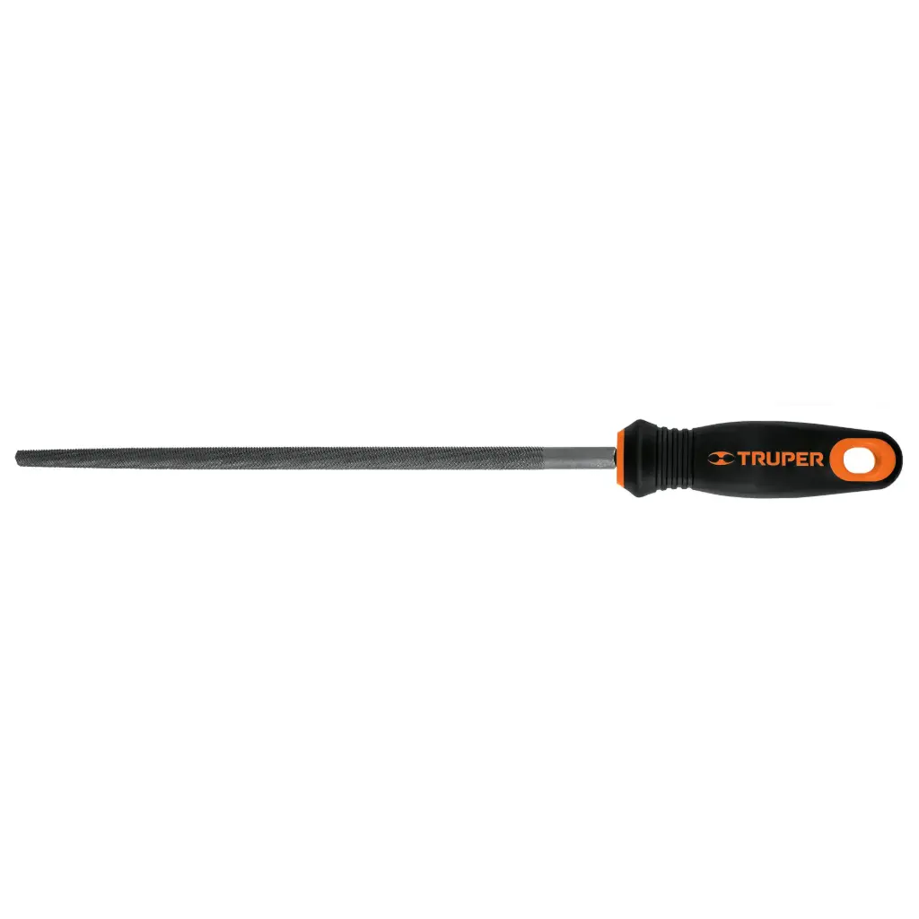 Lima redonda bastarda 10" con mango doble inyección, Truper