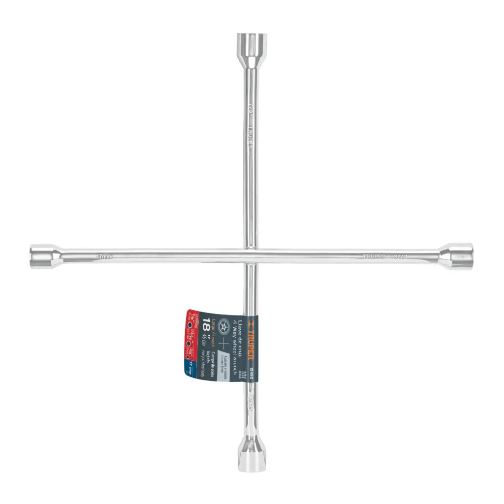 [15480] Llave de cruz 18" pulida y cromada, Truper