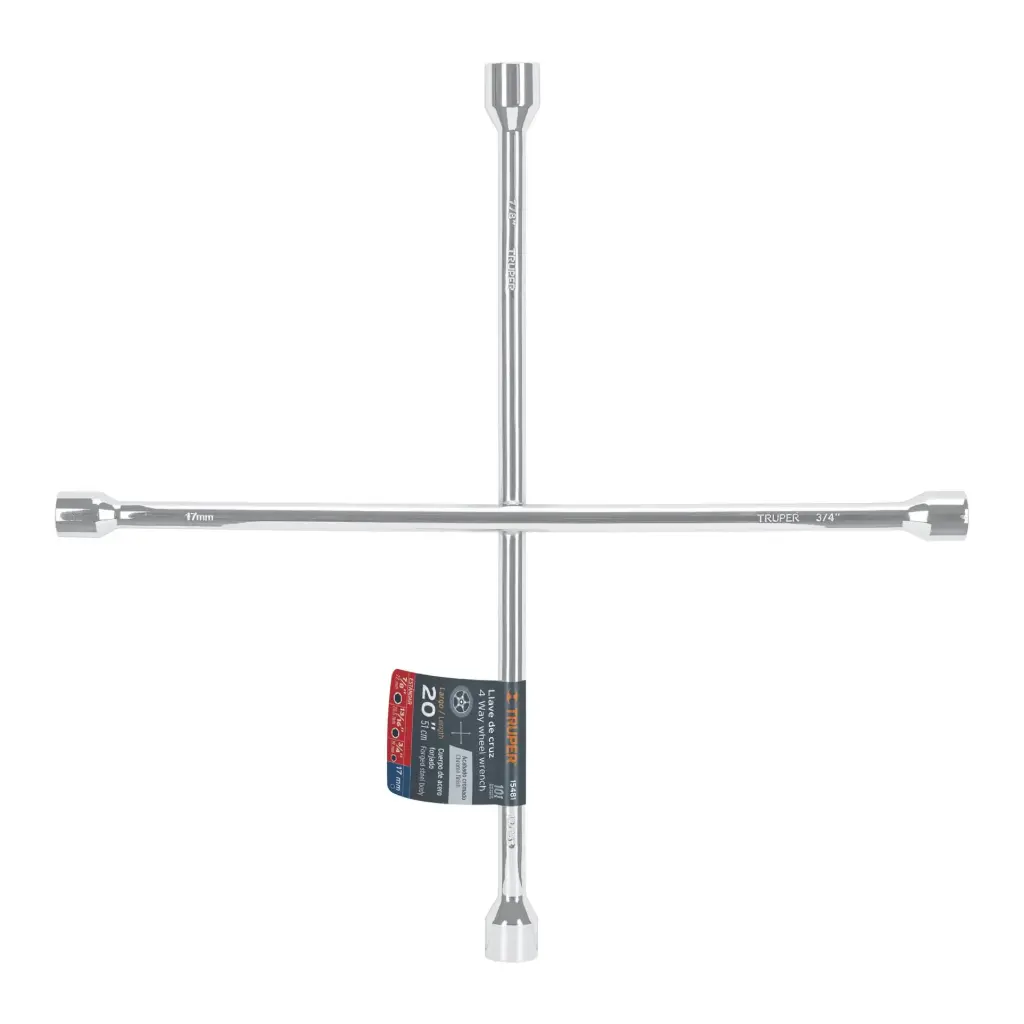 [15481] Llave de cruz 20" pulida y cromada, Truper