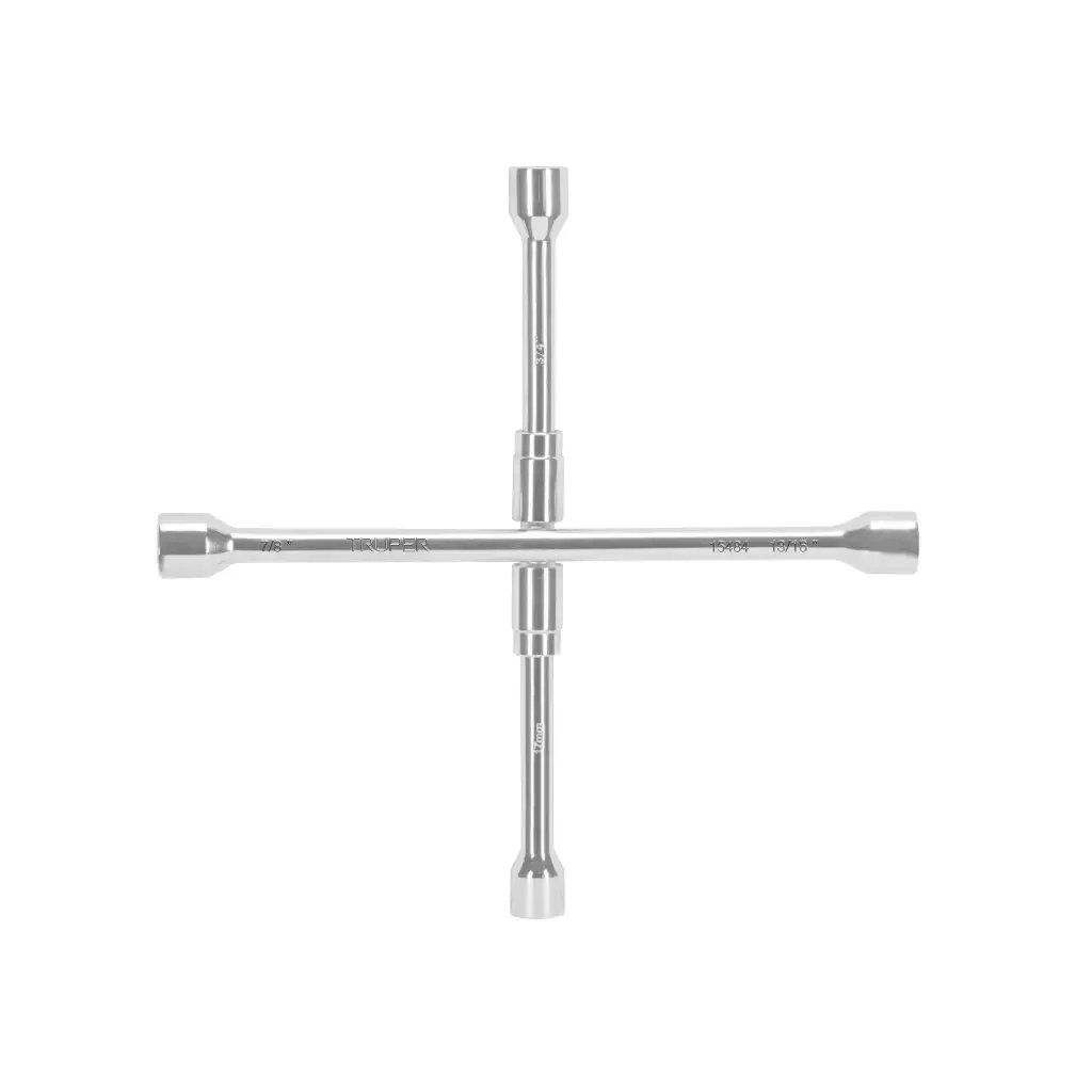 [15484] Llave de cruz 14" plegable pulida y cromada, Truper