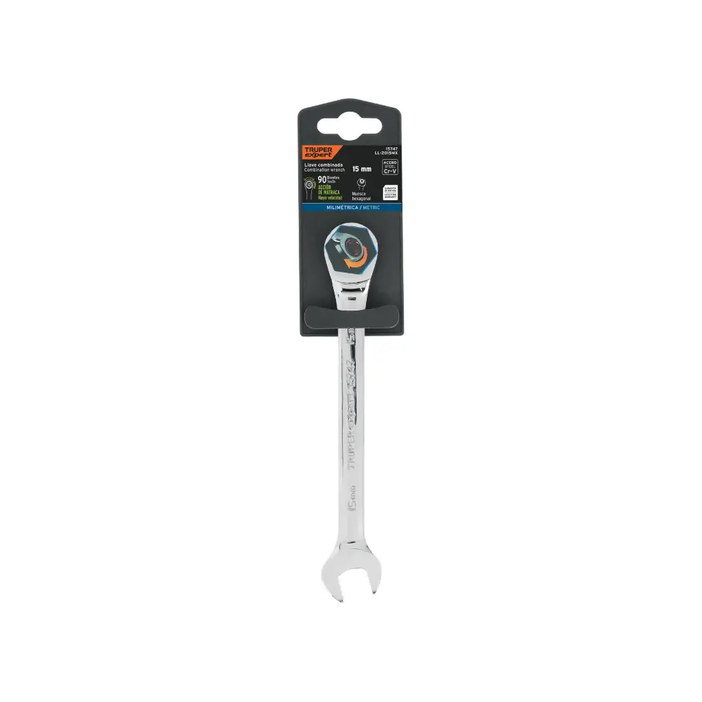 [15747] Llave mixta con ratchet 15 mm x 194 mm largo, Expert