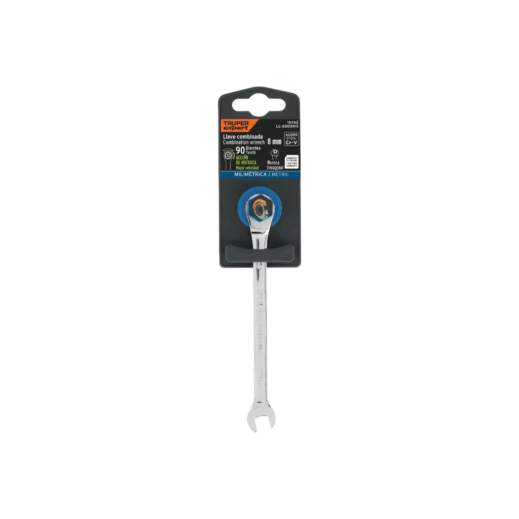 [15742] Llave mixta con ratchet 8 mm x 136 mm largo, Expert