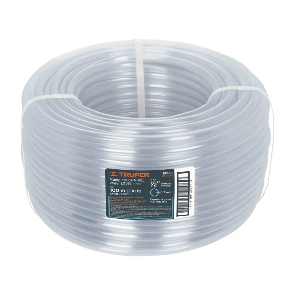 Manguera de nivel rollo de 100m , diametro 1/2", Truper