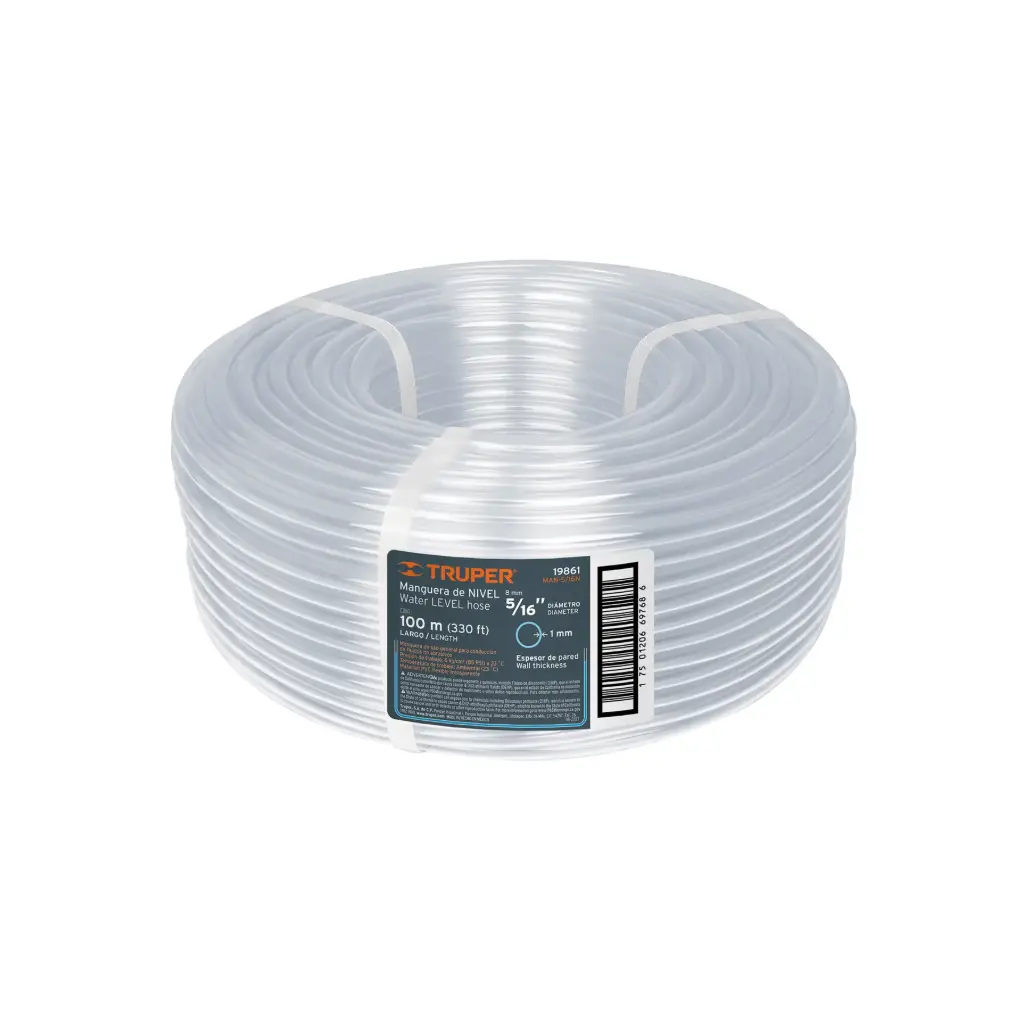 Manguera de nivel rollo de 100m , diametro 5/16", Truper