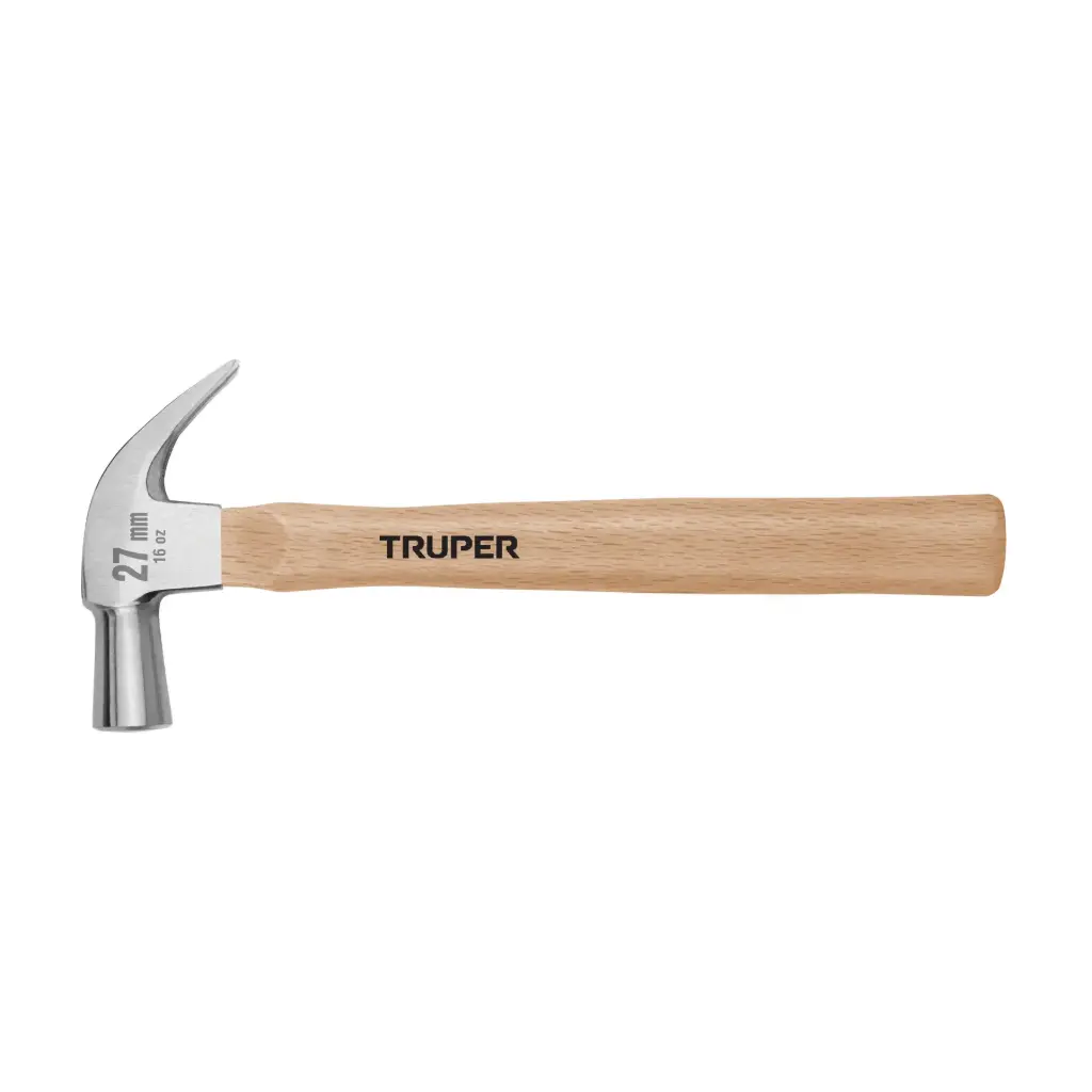 [10560] Martillo cabeza cónica 27 mm uña curva, mango madera, Truper