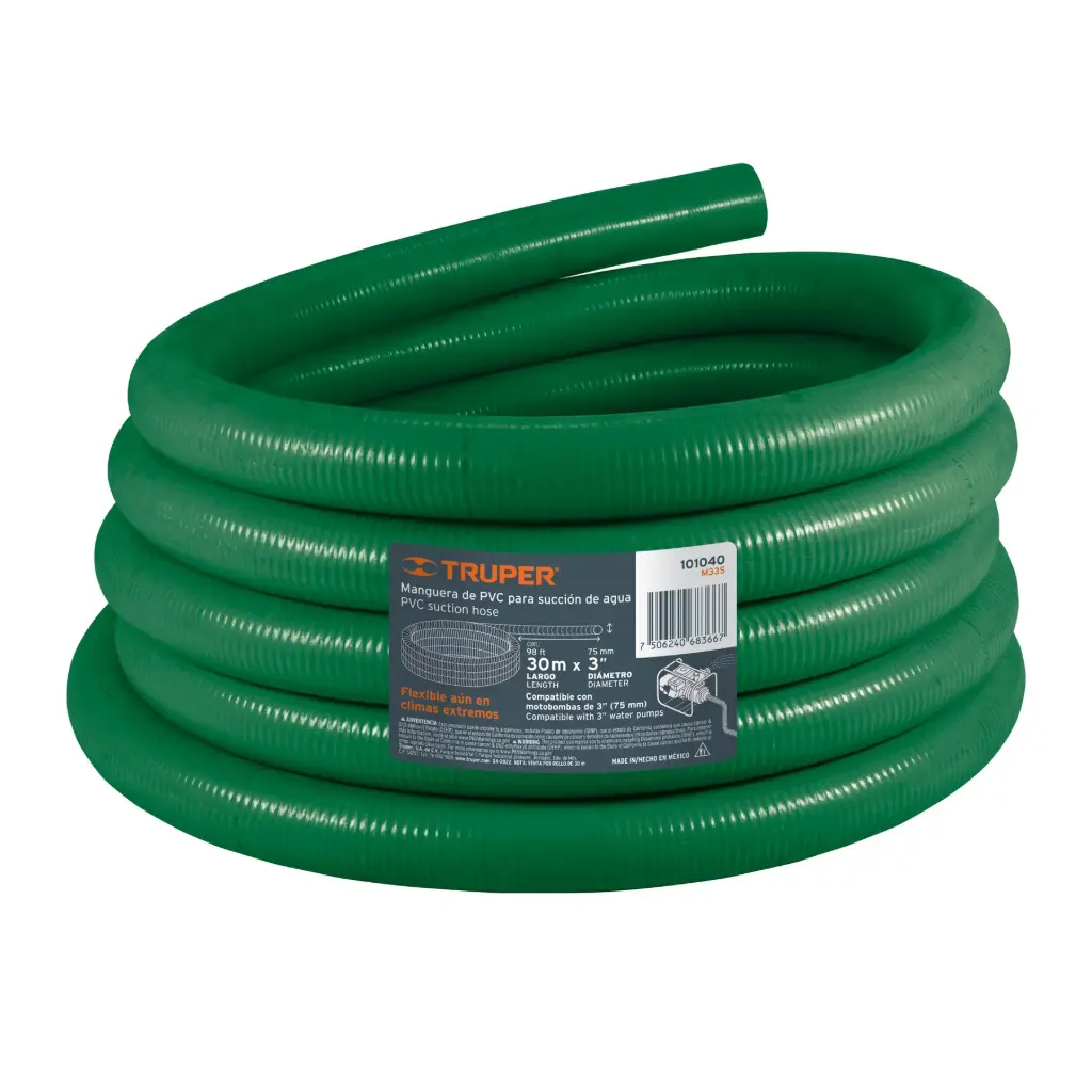[101040] M33S Metro manguera rígida 3" succión para motobomba, rollo 30 m