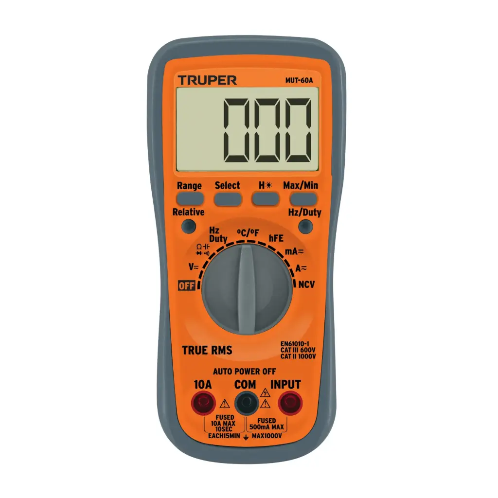Multimetro profesional con RMS verdadero y auto rango Deluxe, Truper