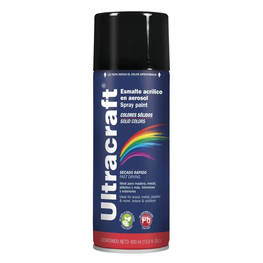 Pintura negra (color solido) en spray, Ultracraft, Truper