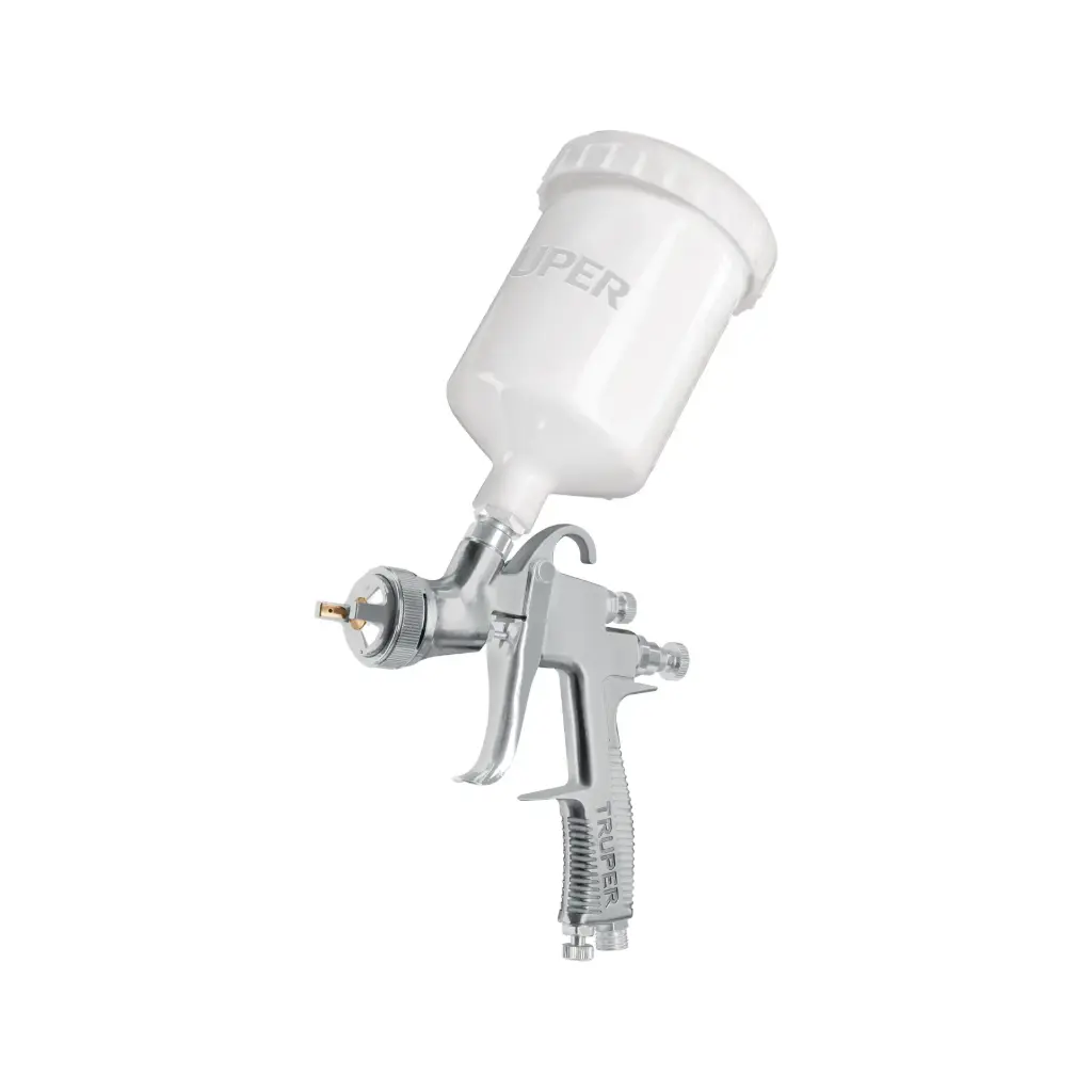 Pistola p/pintar, gravedad LVLP,vaso plástico,boquilla 1.7mm, Truper