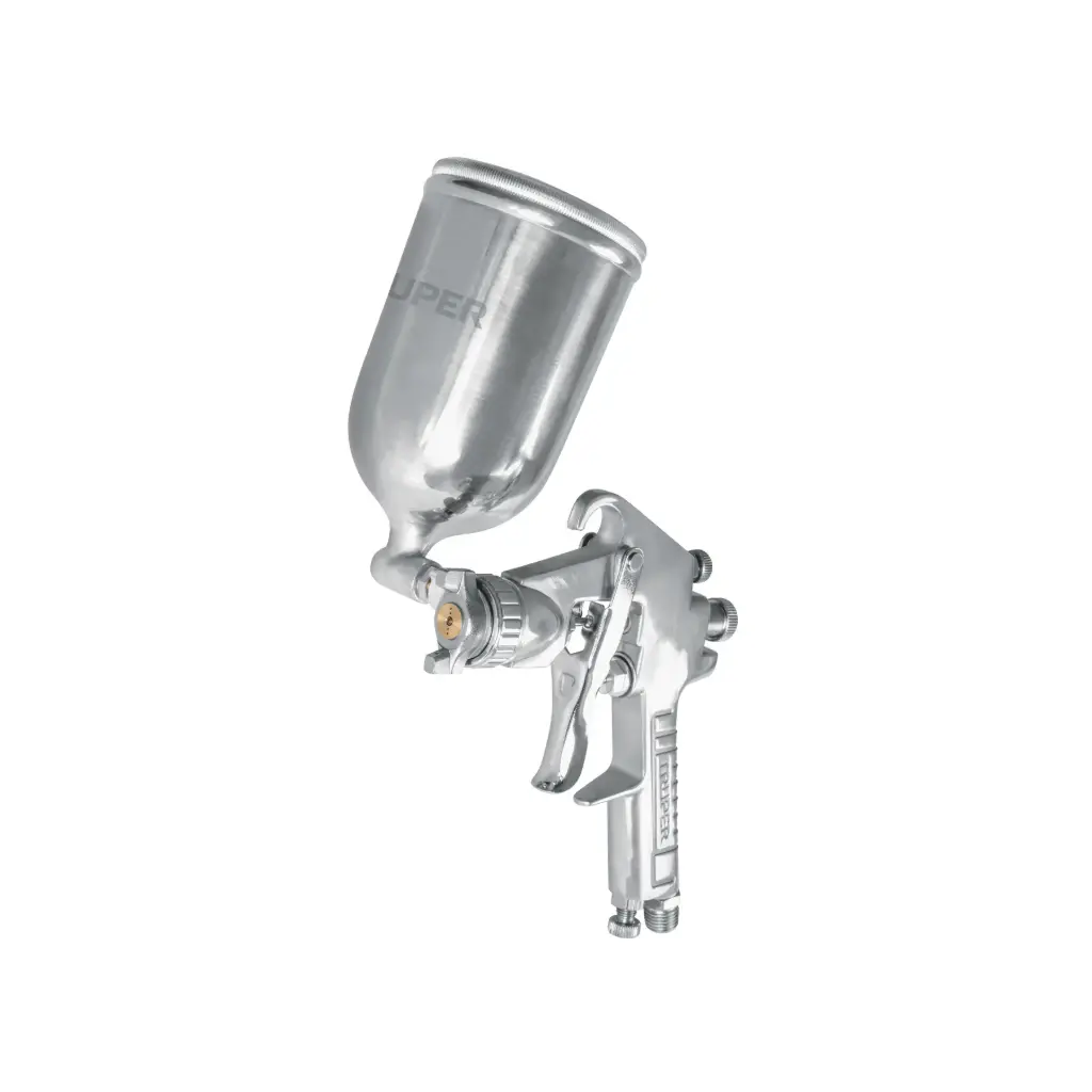 Pistola p/pintar gravedad LVMP, vaso aluminio, boquilla 1.4mm, Truper