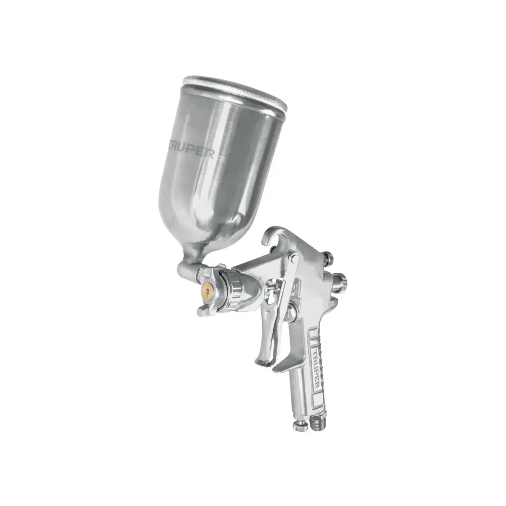 Pistola p/pintar gravedad LVMP, vaso aluminio, boquilla 1.7mm, Truper