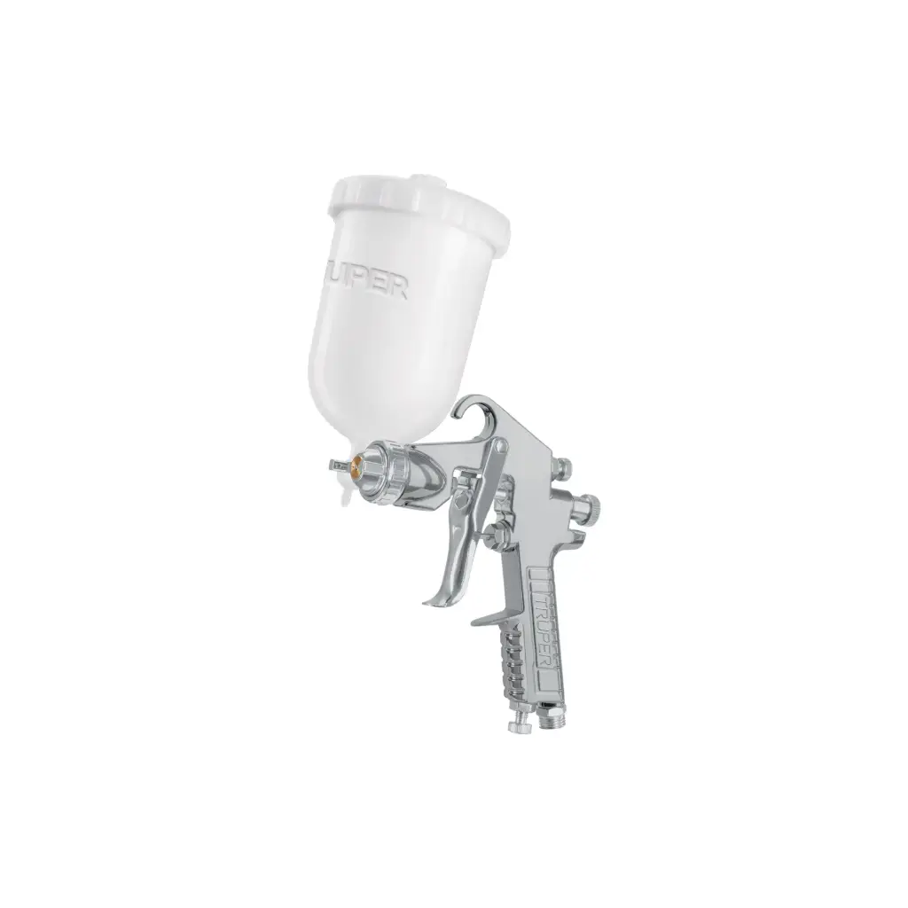 Pistola p/pintar gravedad LVMP, vaso plástico, boq 1.7 mm, Truper