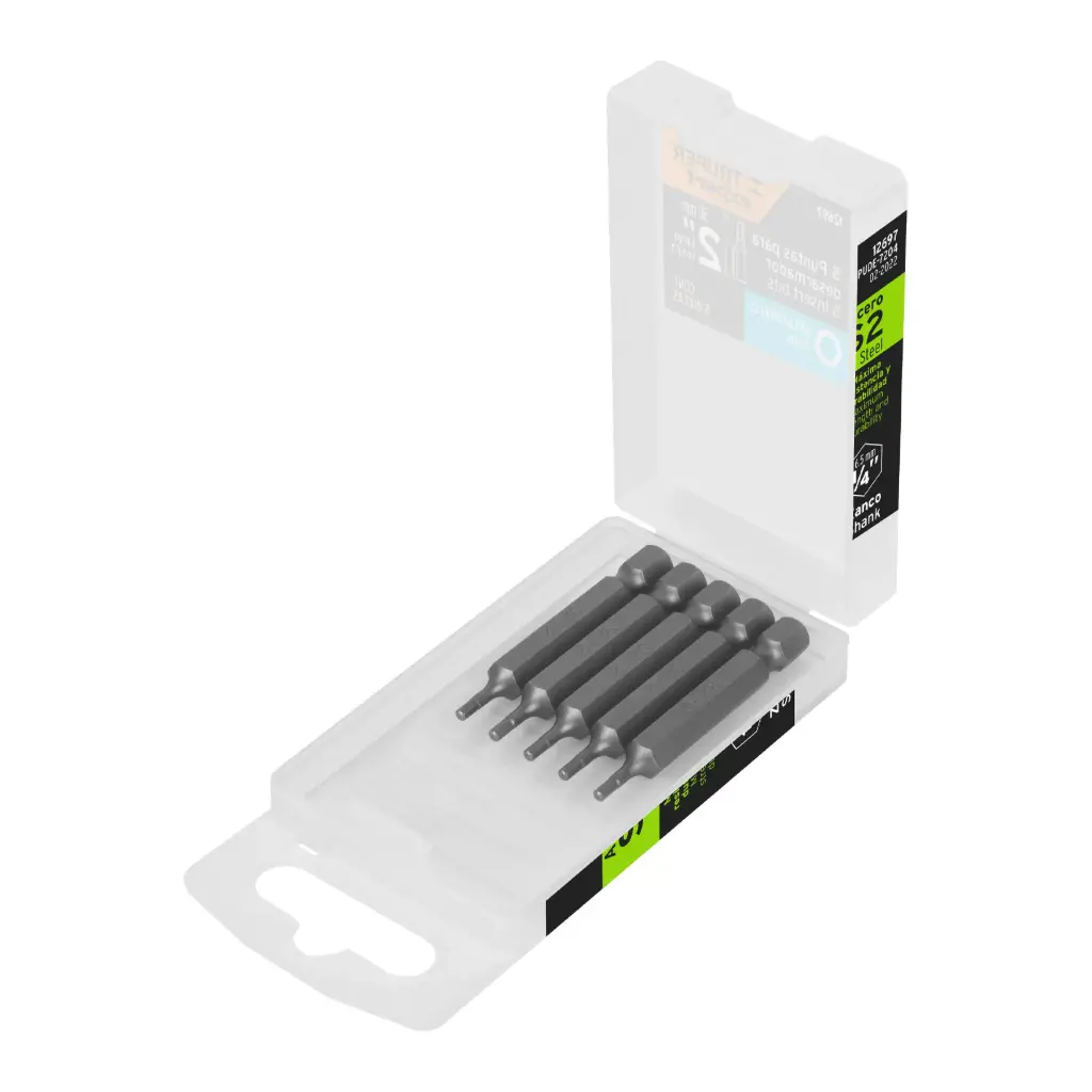 [12691] Estuche con 5 puntas hexagonales de 2 mm largo 2", Expert
