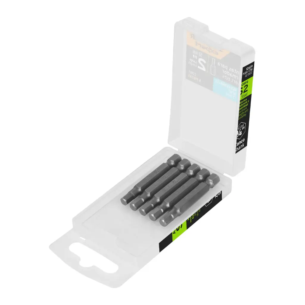 Estuche con 5 puntas hexagonales de 3/16mm largo 2", Expert