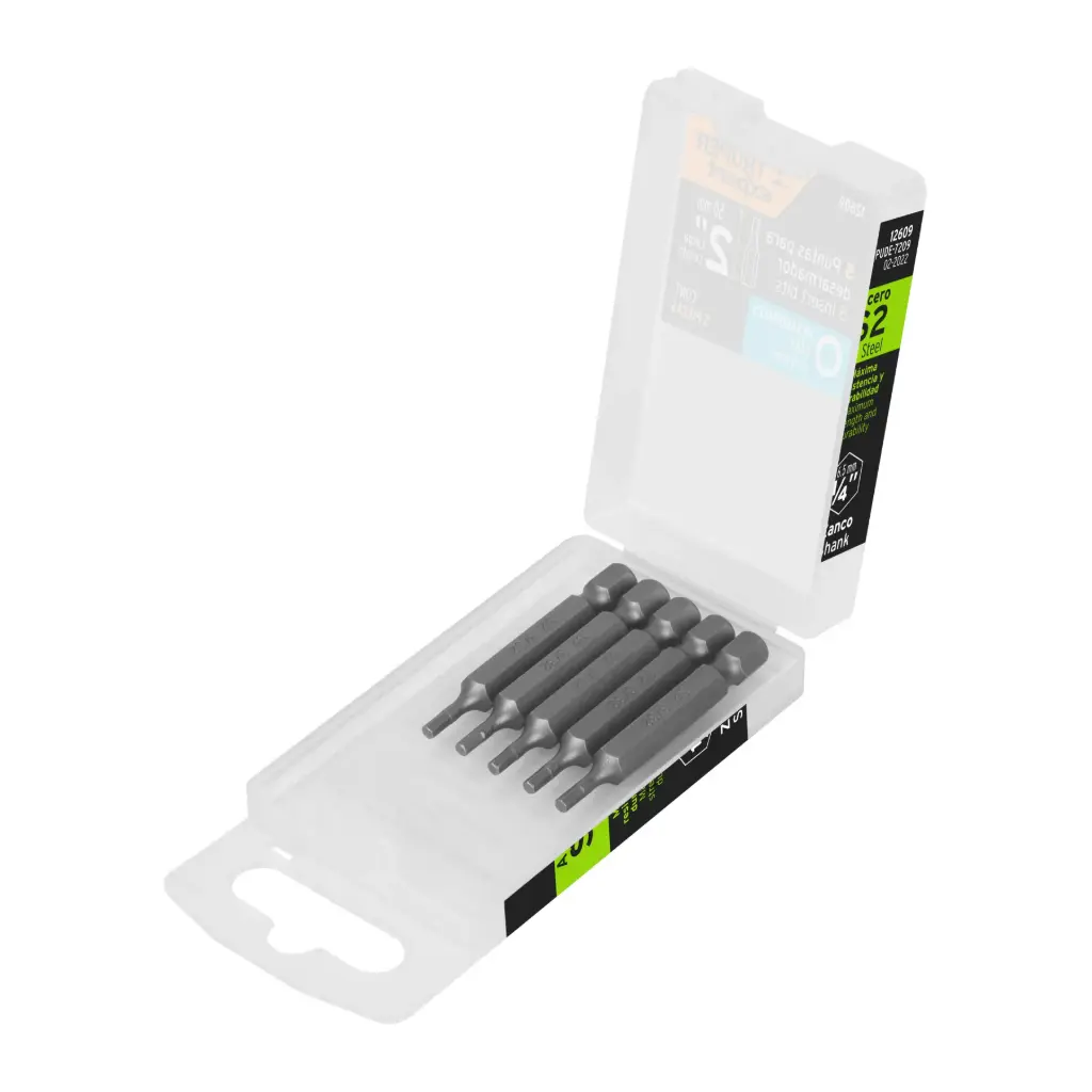 [12609] Estuche con 5 puntas hexagonales de 3/32mm largo 2", Expert