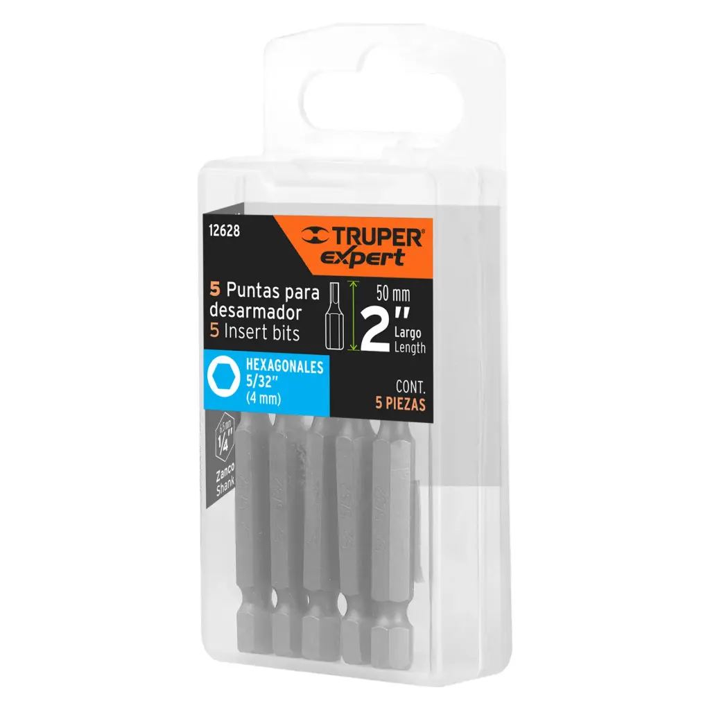 [12628] Estuche con 5 puntas hexagonales de 5/32mm largo 2", Expert