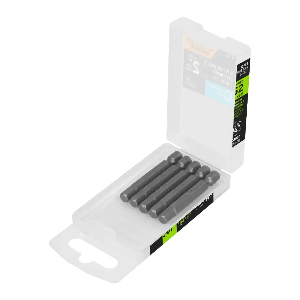 [12703] Estuche con 5 puntas hexagonales de 6 mm largo 2", Expert